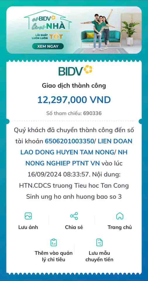 Chuyen khoan CBGV.NV ung ho bao so 3